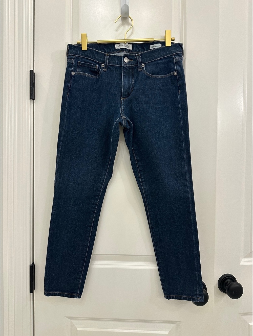 Banana Republic Premium Denim Skinny Ankle Jeans 28P Petite Dark Wash Stretch